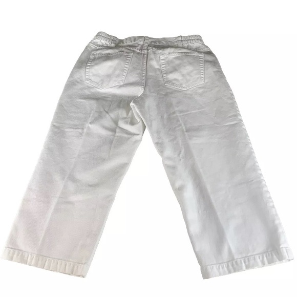 LL Bean Original White Cotton Denim Capri/Cropped Pants‎ Size 14 Elastic Panel - Picture 2 of 11